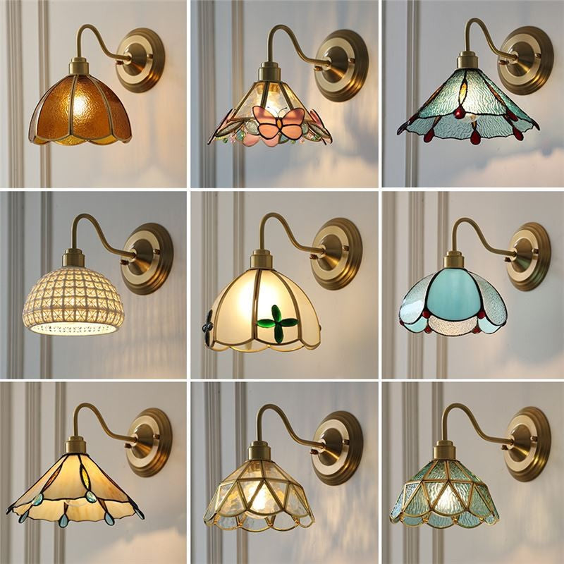 Retro Brass Glass Wall Lamp